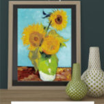 Póster Sunflowers de Vincent Van Gogh<br><div class="desc">Las versiones iniciales,  Agosto 1888.La primera versión de Sunflowers: Turquoise Background de Vincent van Gogh.</div>