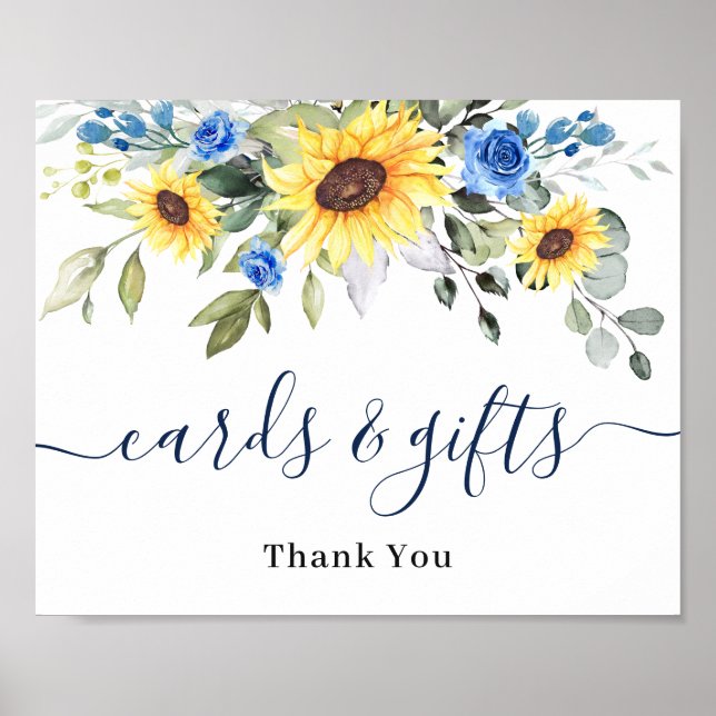 Póster Sunflowers Eucalyptus Cards & Gifts Boda Rótulo (Frente)