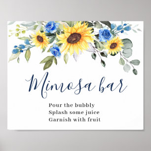 Póster Sunflowers Eucalyptus Mimosa Bar Wedding Sign