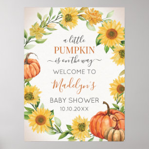 Póster Sunflowers Fall Pumpkin Autumn Welcome sign