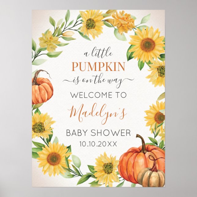 Póster Sunflowers Fall Pumpkin Autumn Welcome sign (Frente)