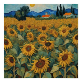 Póster sunflowers field van gogh style