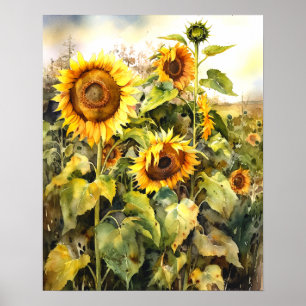 Póster Sunflowers in Field Landscape Art Scene #SFS003