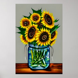 Póster Sunflowers in Glass Vase