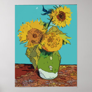 Póster Sunflowers in Green Vase