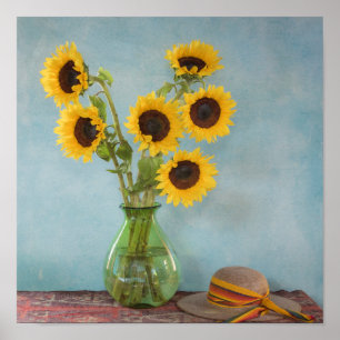 Póster Sunflowers in table