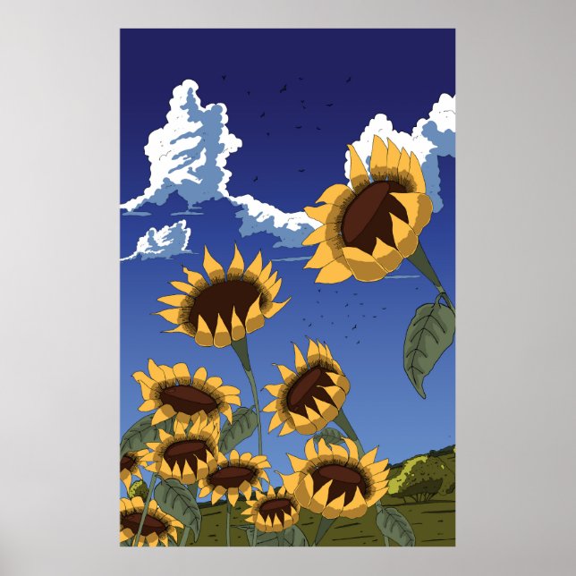Póster Sunflowers in the Summer (Frente)