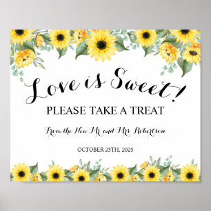 Póster Sunflowers Love is Sweet Bridal Shower Boda