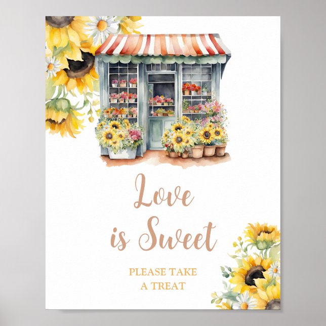 Póster Sunflowers Market Bridal Shower Love is Sweet (Frente)