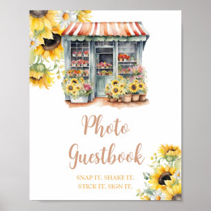 Póster Sunflowers Market Bridal Shower Photo Guestbook