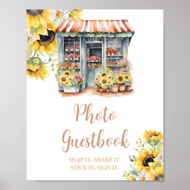 Póster Sunflowers Market Bridal Shower Photo Guestbook (Frente)