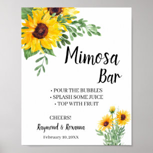 Póster Sunflowers Mimosa Bar Bridal Shower Boda Rótulo