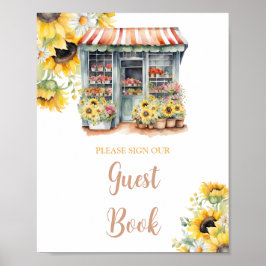 Póster Sunflowers Off The Market Bridal Shower Guest Book