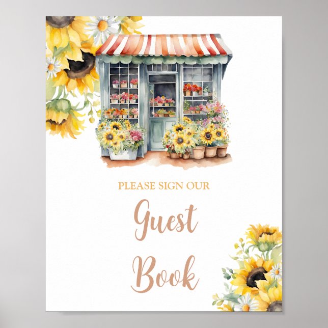 Póster Sunflowers Off The Market Bridal Shower Guest Book (Frente)