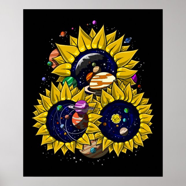 Póster Sunflowers Space Solar System (Frente)