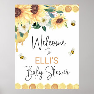 Póster Sunflowers Sweet As Can Bee Baby Shower Welcome