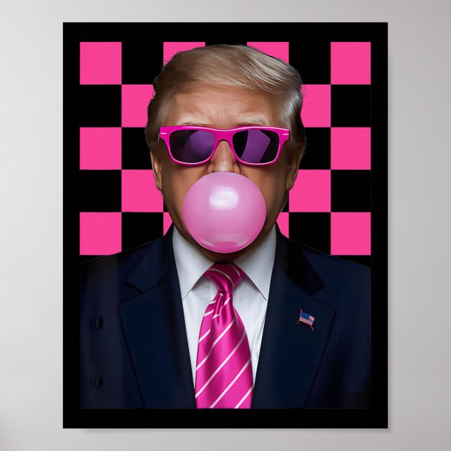Póster Sungles rosas Trump Bubble Gum Shirt 2024 Voto por (Frente)