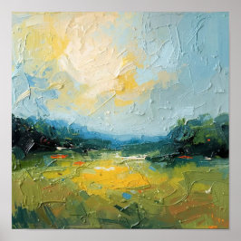 Póster Sunlit Beach with Trees – Square Poster, Vibrant W