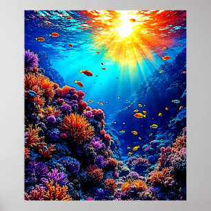 Póster Sunlit Coral Reef Wonderland