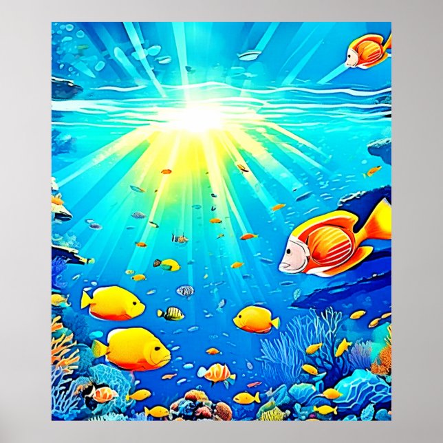 Póster Sunlit Reef Life Glow Art (Frente)