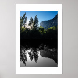 Póster Sunlit Trees Yosemite Reflection Photography