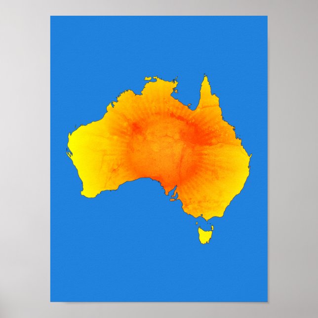 Póster Sunny Australia Mapa Estilo de la cosecha (Frente)
