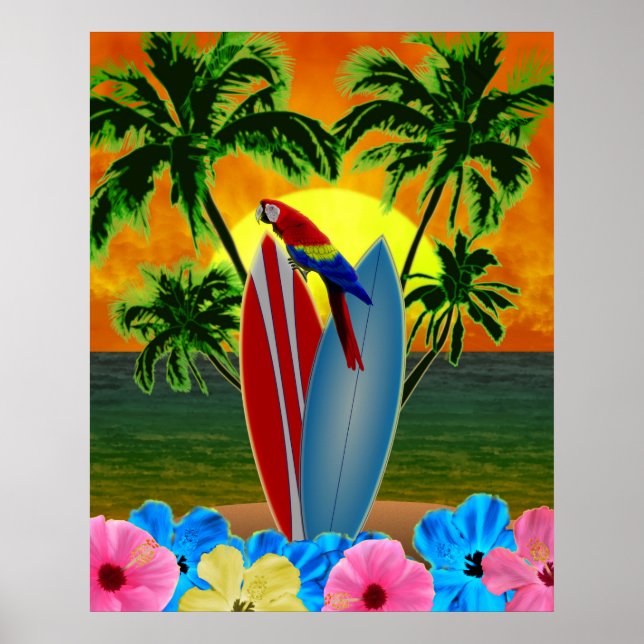 Póster Sunny Beach Surfing (Frente)