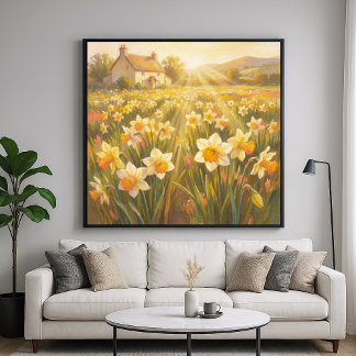 Póster Sunny Daffodils - Pastel Painting Style Art