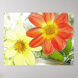 Póster Sunny Dahlias
