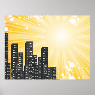 Póster sunny day vector cityscape