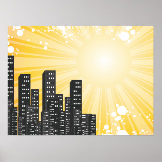 Póster sunny day vector cityscape