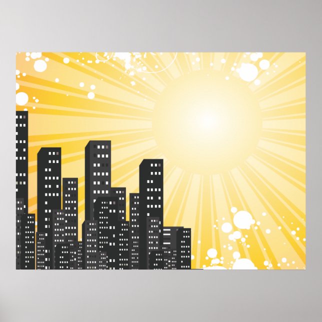 Póster sunny day vector cityscape (Frente)