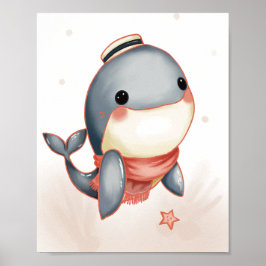 Póster Sunny Seas & Cozy Scarves – Whale Style