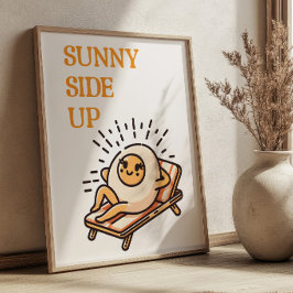 Póster Sunny Side Up Funny Punny Egcot Mascot Retro Art