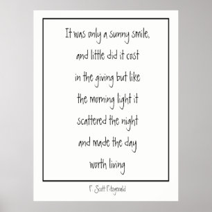 Póster Sunny Smile Poem Inspirador F. Scott Fitzgerald