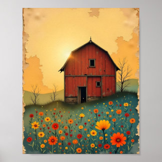 Póster Sunrise Barn Digital