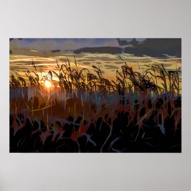 Póster Sunrise Cornfield (Frente)