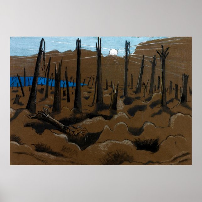 Póster Sunrise, Inverness Copse by Paul Nash (1918) (Frente)