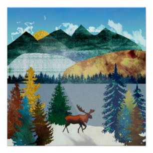 Póster Sunrise Moose