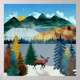 Póster Sunrise Moose