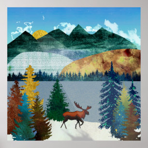 Póster Sunrise Moose