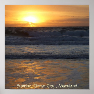 Póster Sunrise, Ocean City, Mar...