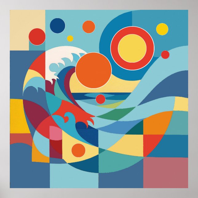 Póster Sunrise Ocean Wave (Frente)