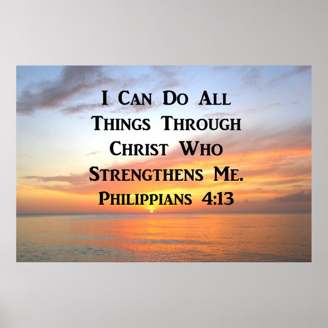 PÓSTER SUNRISE ON THE OCEANS PHILIPPIANS 4:13 SCRIPTURE (Frente)