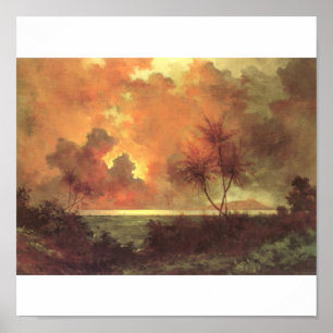 Póster Sunrise Over Diamond Head, oil on canvas painting