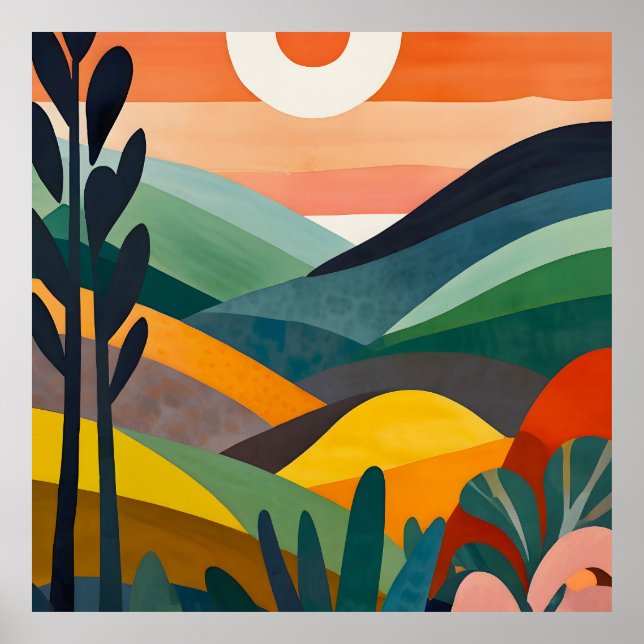 Póster Sunrise Over Rolling Hills (Frente)