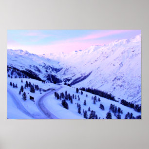 Póster Sunrise over Snowy Mountains poster