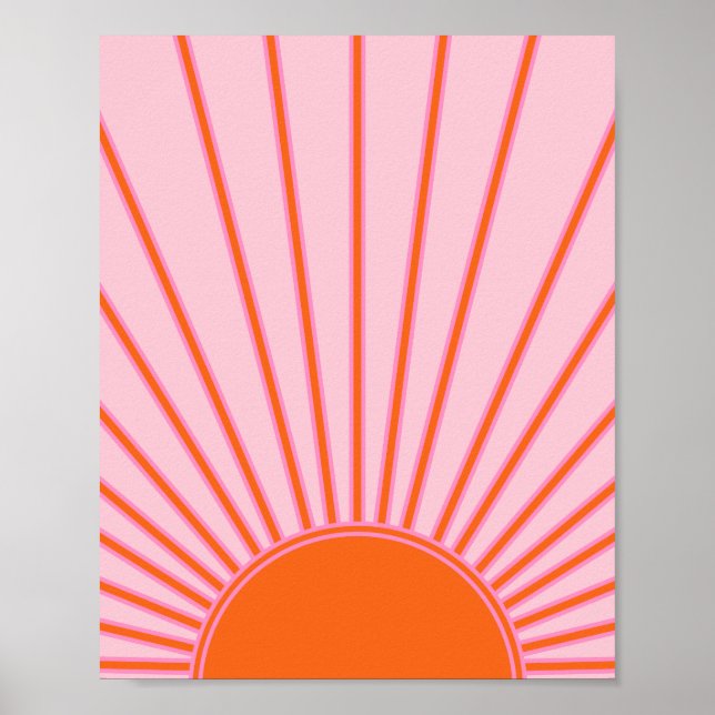 Póster Sunrise Pastel Rosa Y Sunshine Naranja (Frente)