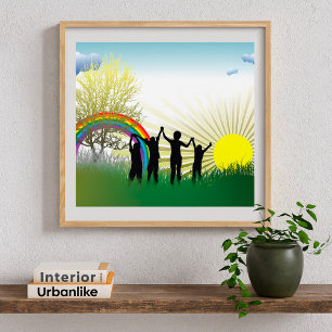 Póster Sunrise Rainbow Children