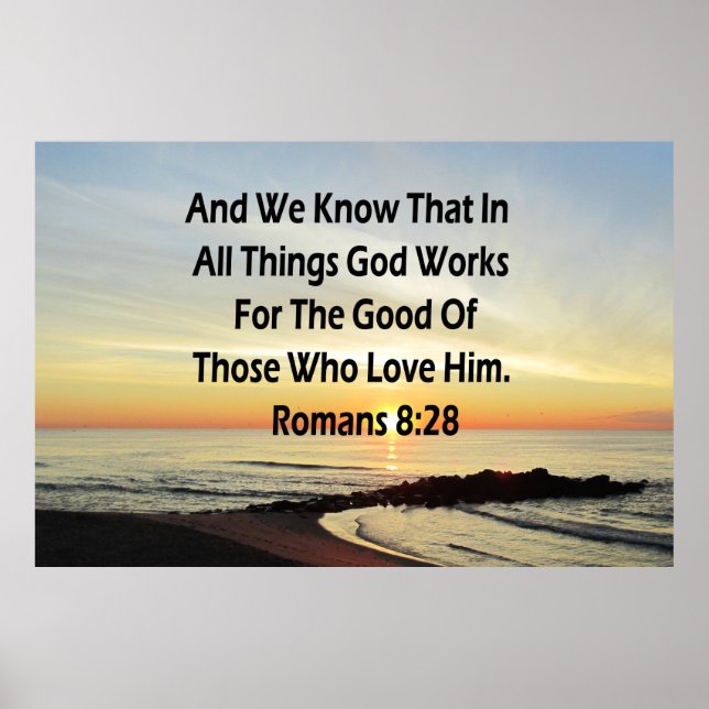 PÓSTER SUNRISE ROMANS 8:28 SCRIPTURE VERSE (Frente)